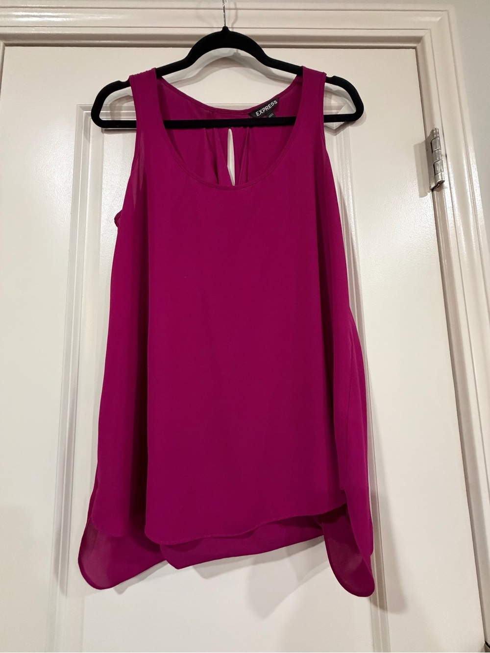 Express Magenta Chiffon Layered Tank Top